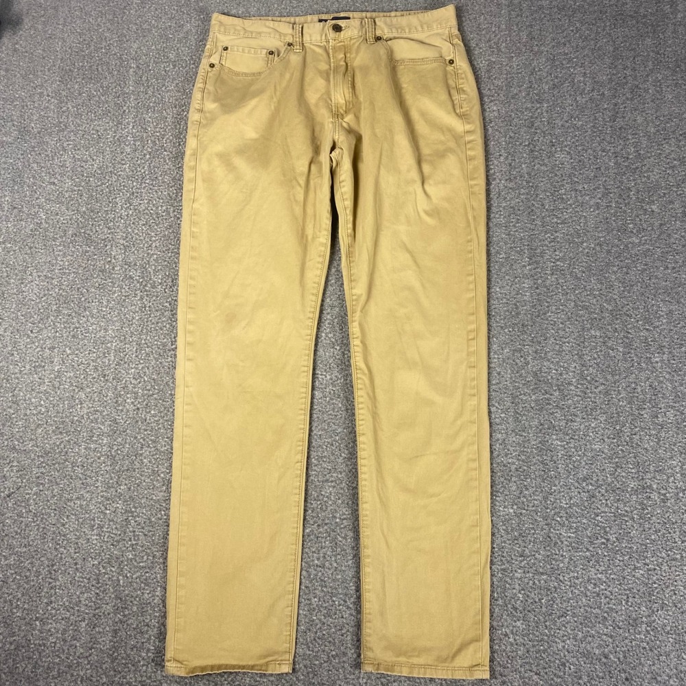 Gap Mens Slim Pants 34x34 Tan Khaki Chino‎ Denim Twill Cotton Casual Five Pocket